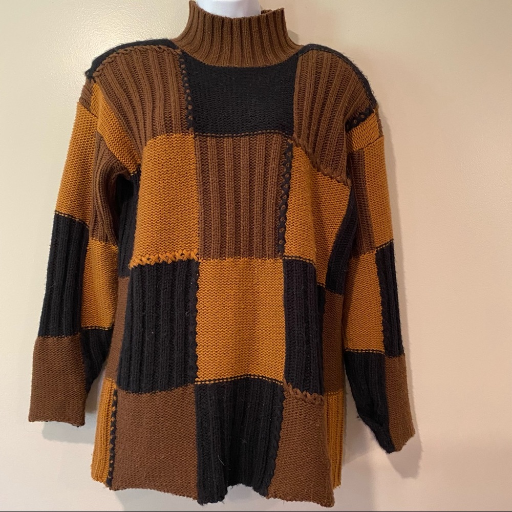 Patchwork Knitted Turtle Neck - image 3